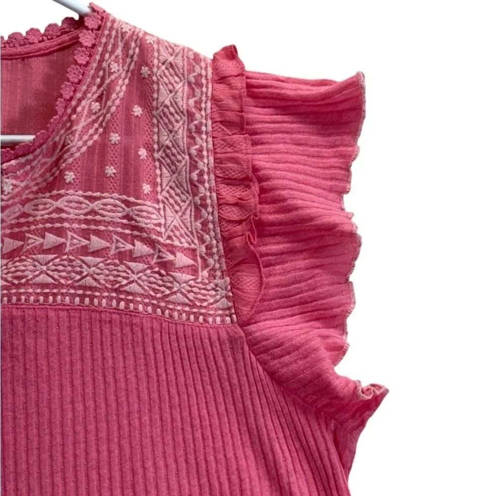 Free People Sarafina Pink Embroidered Women's Top. Size M NWT